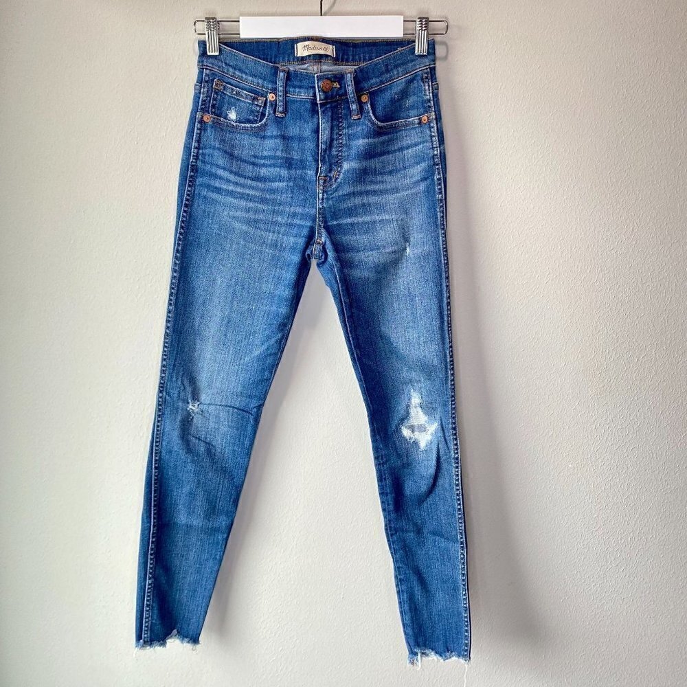 Madewell 9" High Rise Skinny Distressed Raw Hem Jeans 26